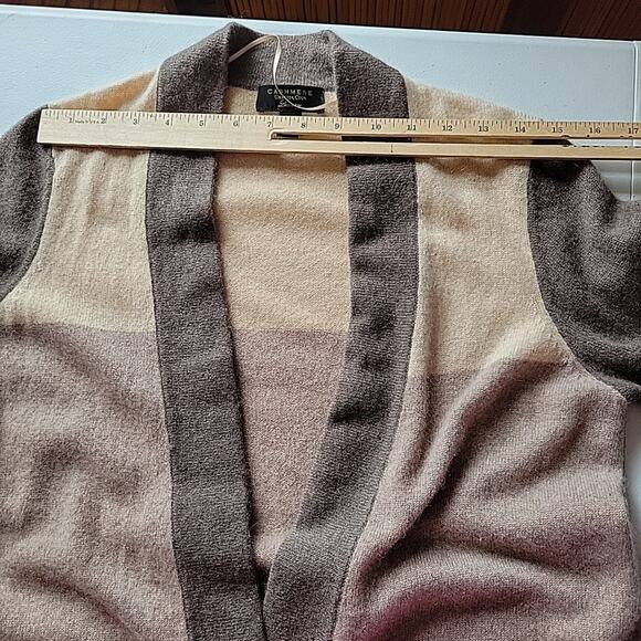 Charter Club Cashmere Luxury Open Front Knit Cardigan Colorblock Classic Preppy - Picture 6 of 11